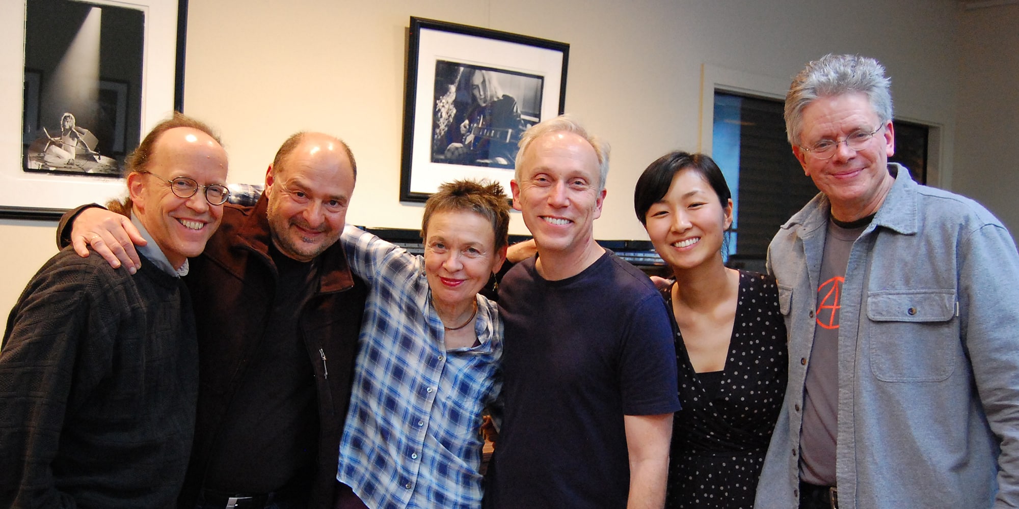 Kronos Quartet with Kronos Sound Designer Scott Fraser and Laurie Anderson during Landfall recording session