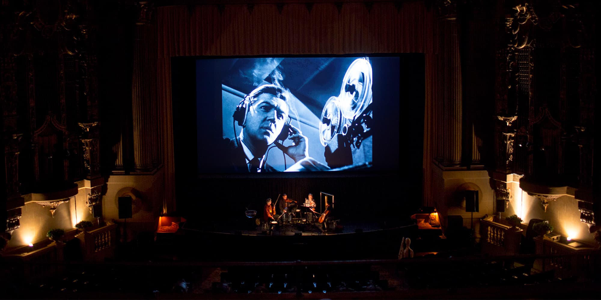 Rehearsal for Green Fog premiere at the Castro Theater in San Francisco during SFFILM Festival, credit Pamela Gentile