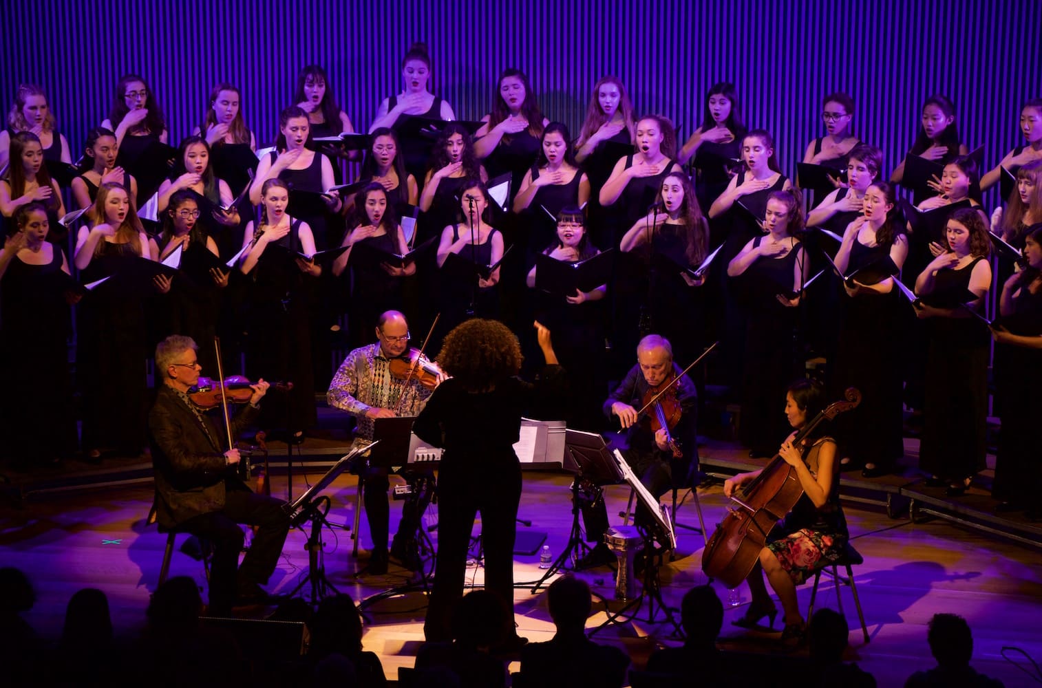 Kronos Quartet with the San Francisco Girls Chorus at Kronos Festival 2017, credit Evan Neff