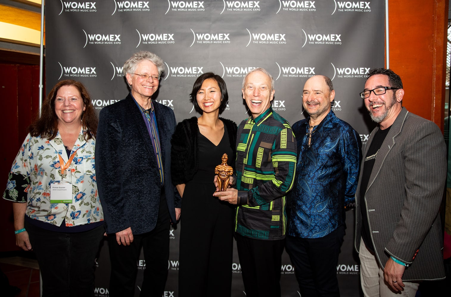 Janet Cowperthwaite, David Harrington, Sunny Yang, Hank Dutt, John Sherba, and Bill Bragin at WOMEX 18 / photo by Jacob Crawfurd