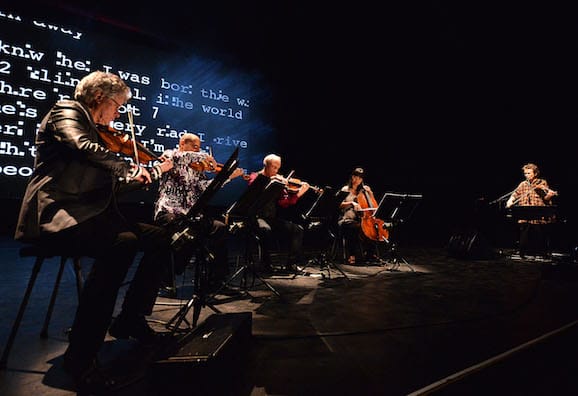 Kronos Quartet and Laurie Anderson performing Landfall at Barbican, credit Mark Allen