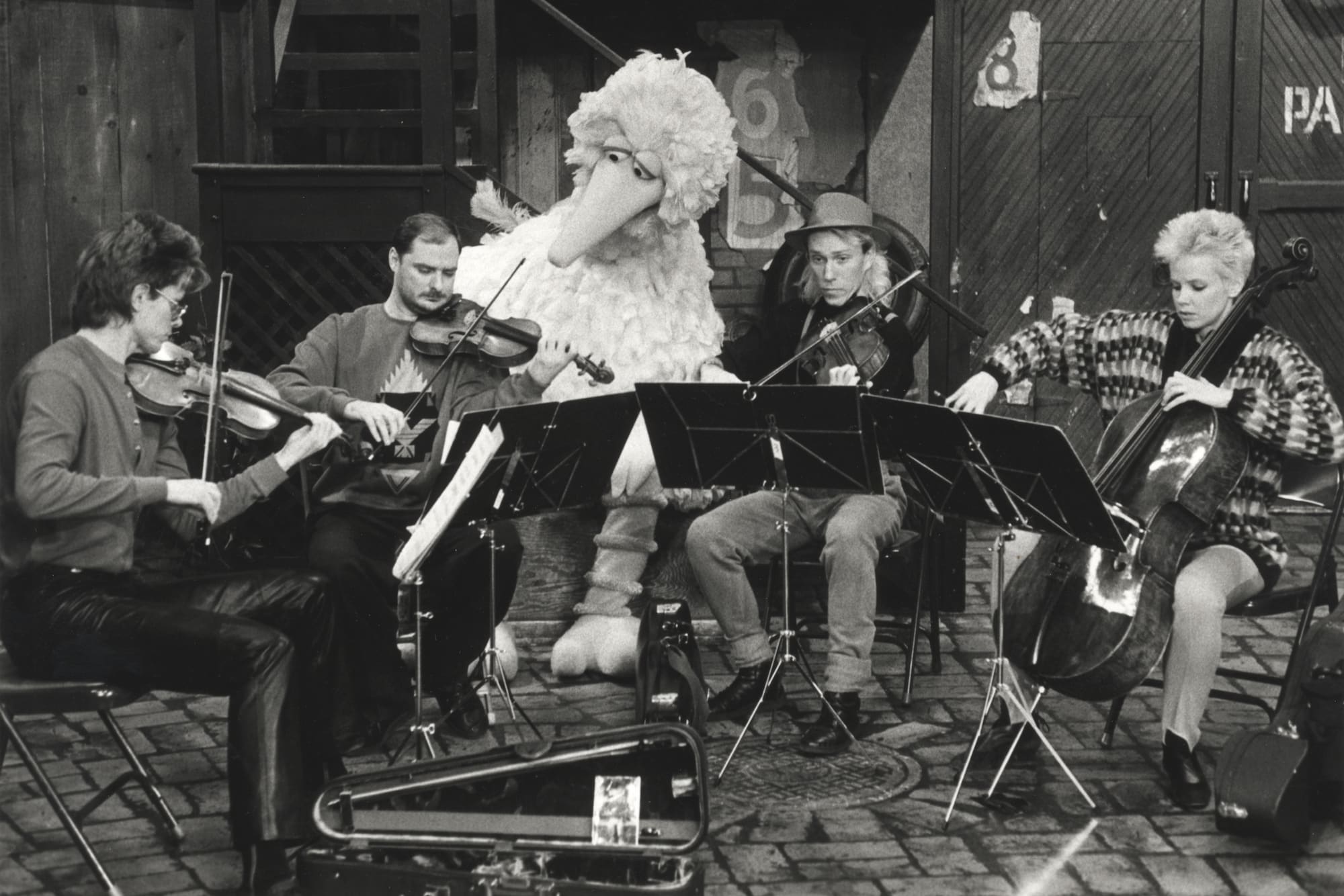 Kronos Quartet with Big Bird in 1987