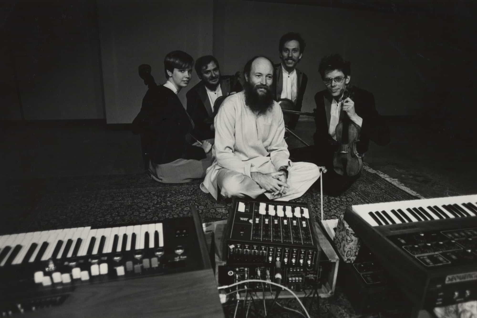 Kronos Quartet with composer Terry Riley in 1983, credit James M. Brown